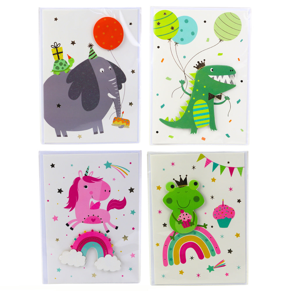 3D greeting card unicorn elephant frog dinosaur + envelope