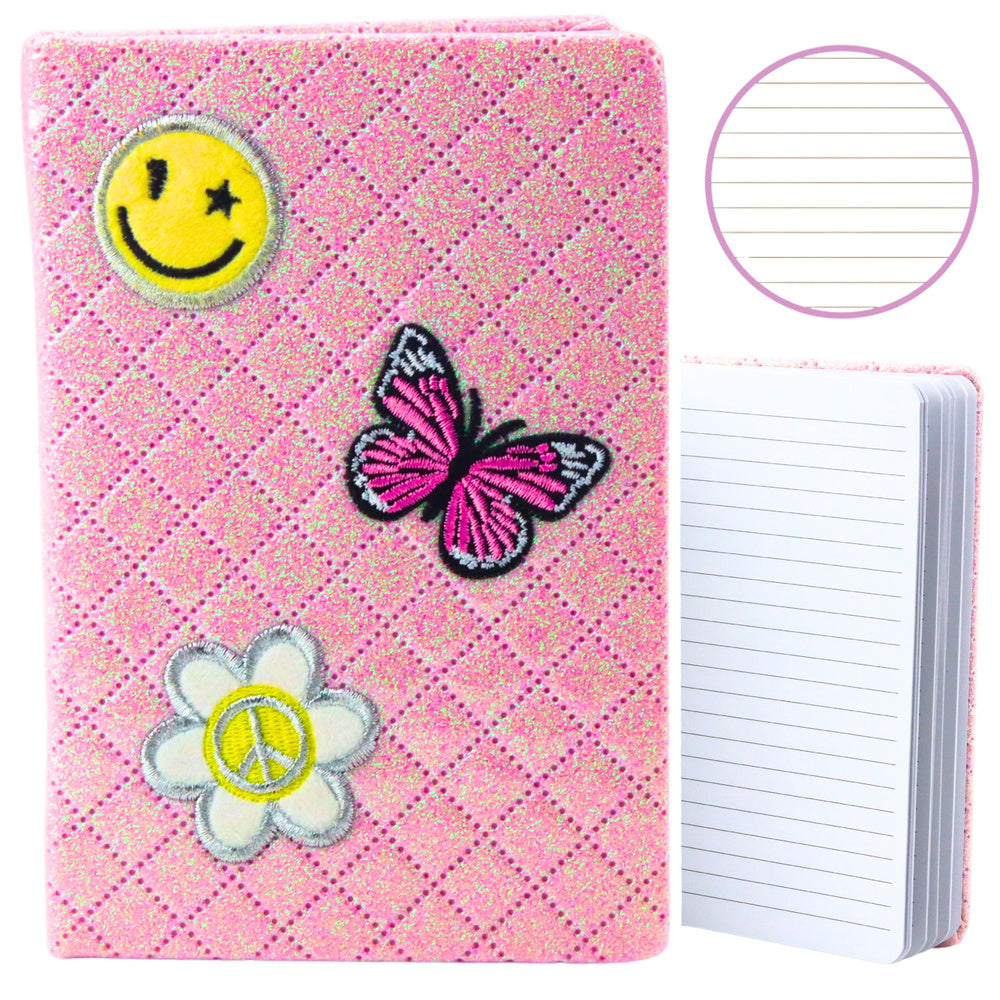 Glitter Lined Notebook Patches Pink B6 80 Sheets