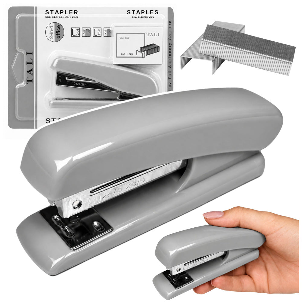 Metal stapler, up to 25 sheets, 24/6/26/6 staples, grey