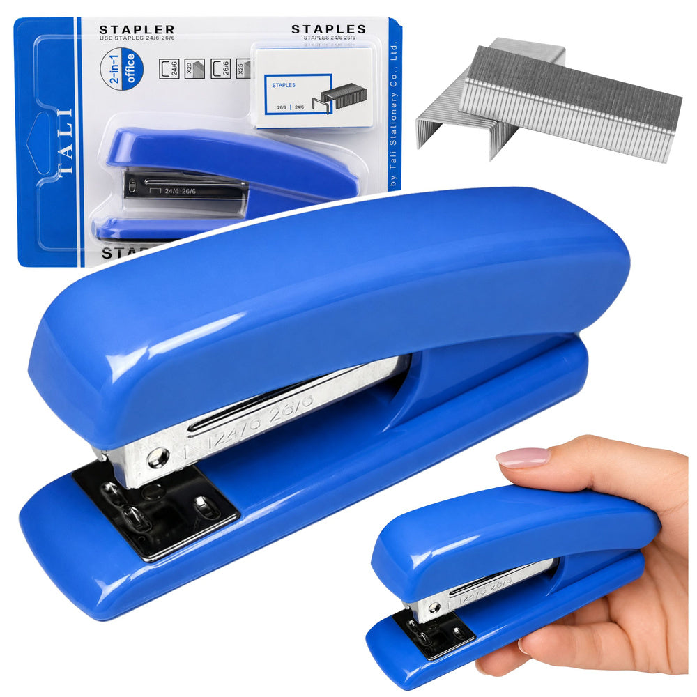 Metal stapler, up to 25 sheets, 24/6/26/6 staples, blue
