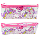 Pencil case for girls, transparent, transparent unicorns