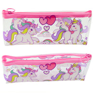 Pencil case for girls, transparent, transparent unicorns