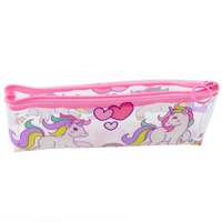 Pencil case for girls, transparent, transparent unicorns (2)