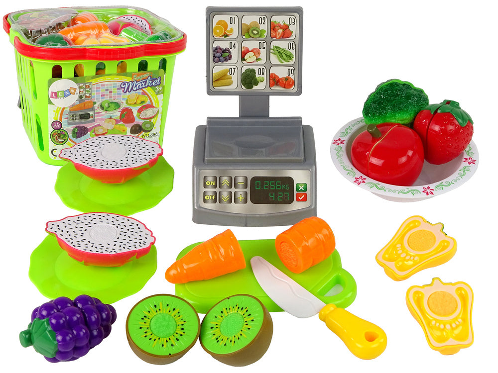 Vegetable slicing basket for retail scales