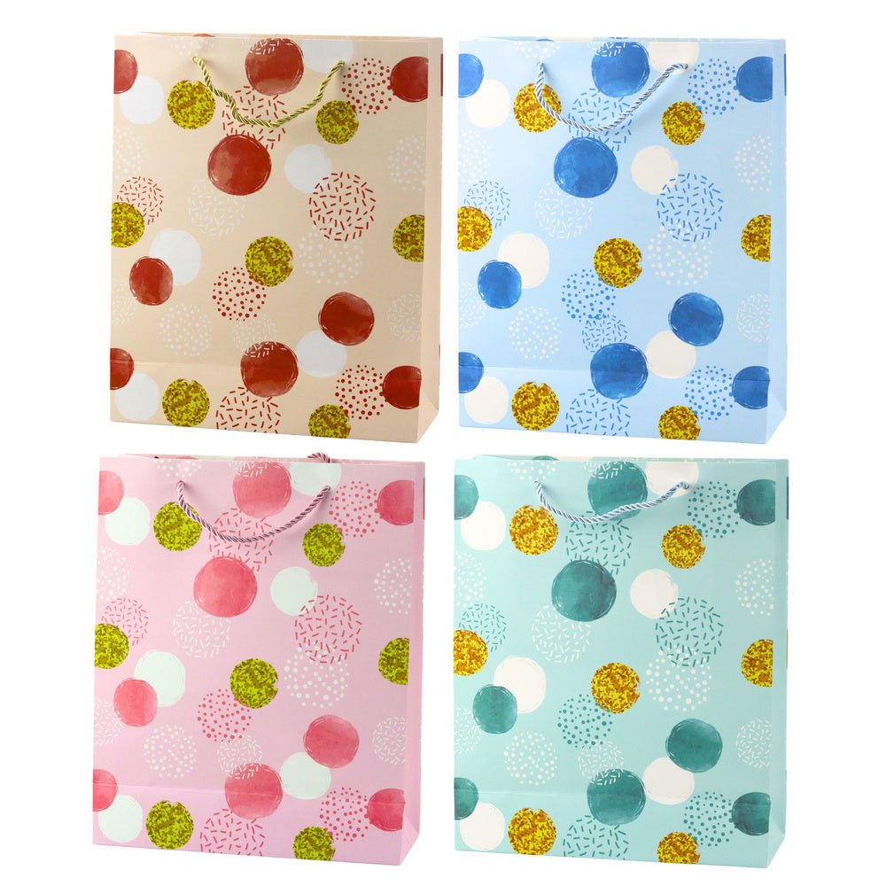 Gift bag polka dot pattern gold pastel 32 × 26 × 10 cm