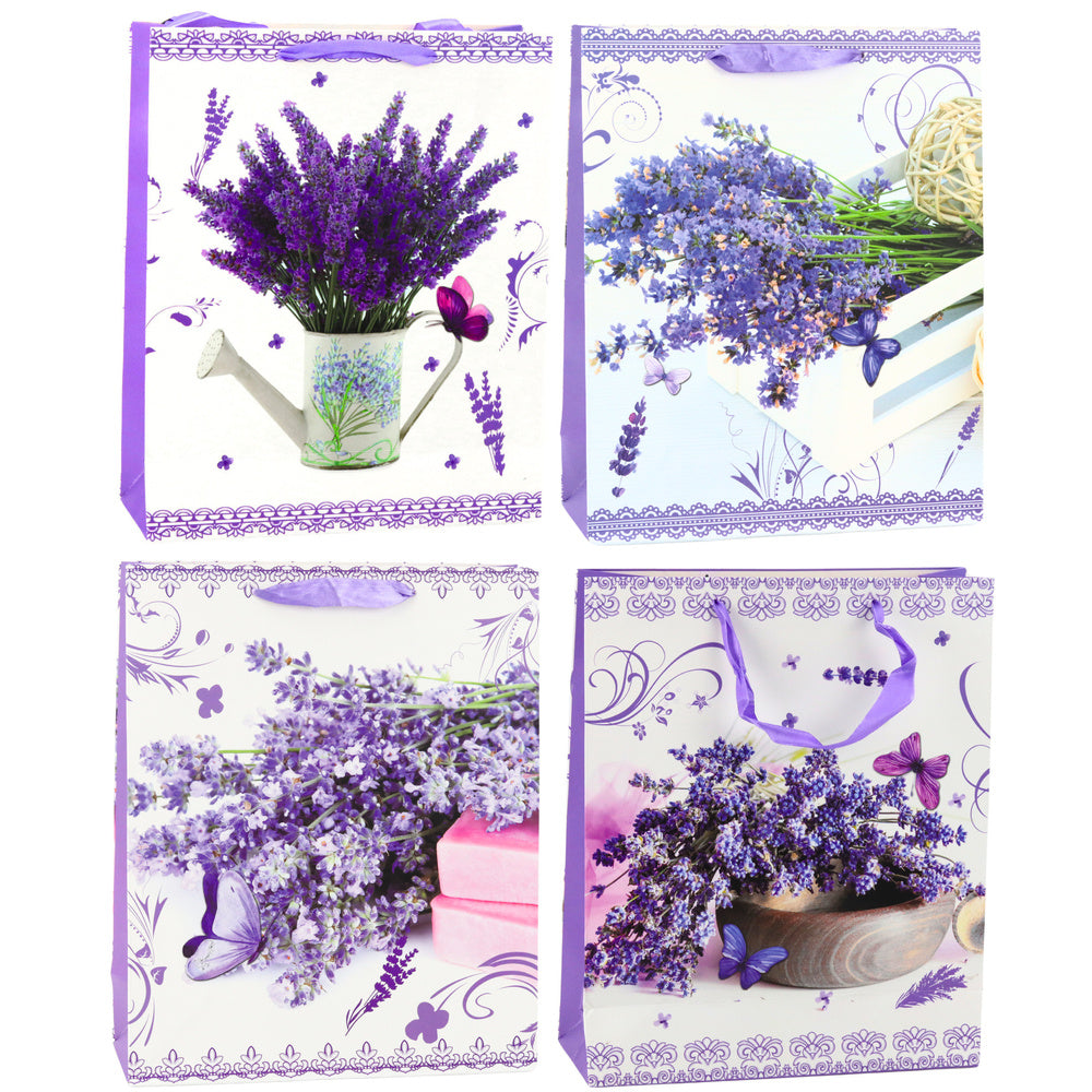 Lavender paper gift bag, 32 x 26 x 12 cm