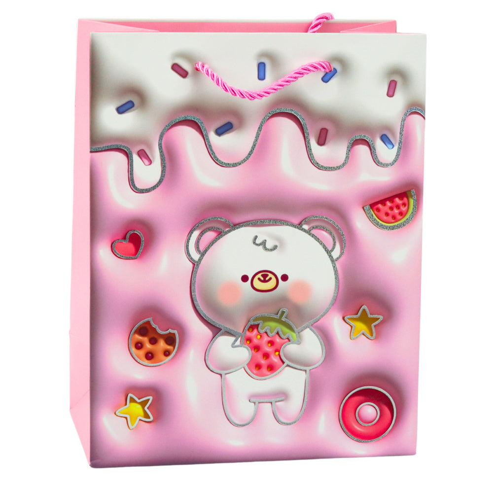 Teddy bear paper gift bag, pastel colors, 23 x 18 x 10.5 cm (2)