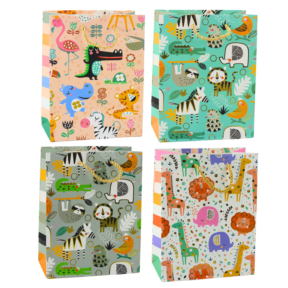 Paper gift bag with safari animals, 23 x 18 x 10.5 cm