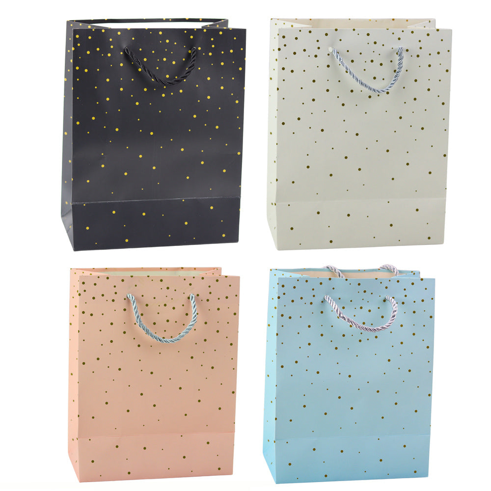 Gift bag with gold dots, 23 x 18 x 10.5 cm