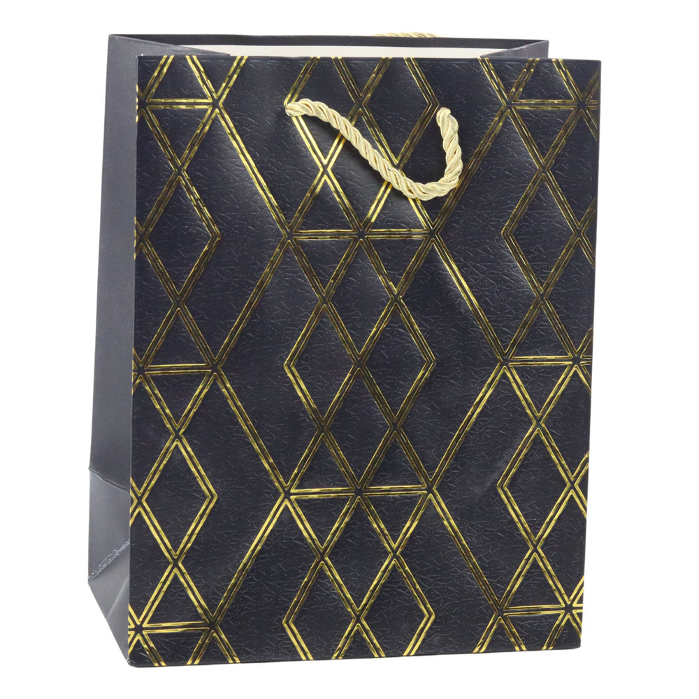Elegant paper gift bag with gold patterns, 23 x 18 x 10.5 cm (2)