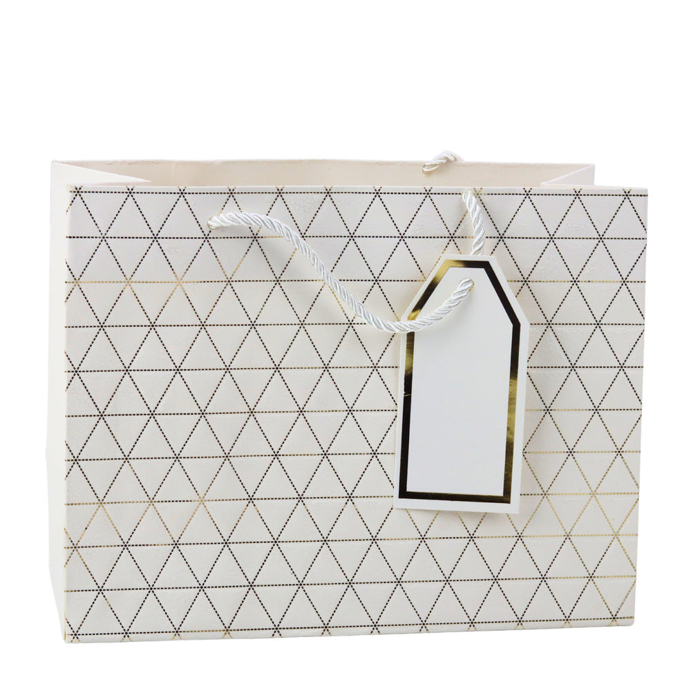 Geometric gift bag with gold lines, 23 x 18 x 10 cm (2)
