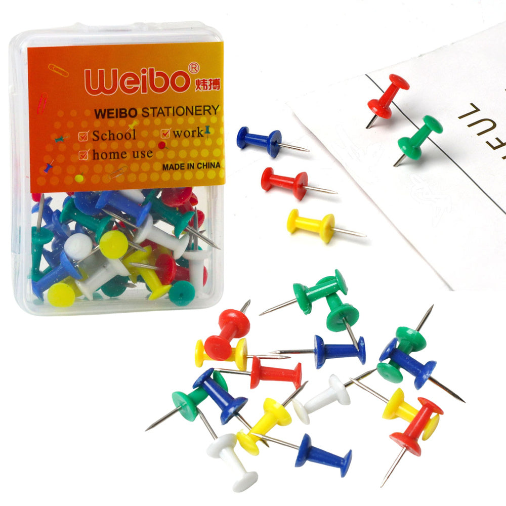Set of colorful push pins for cork boards, office and school, 40 pcs