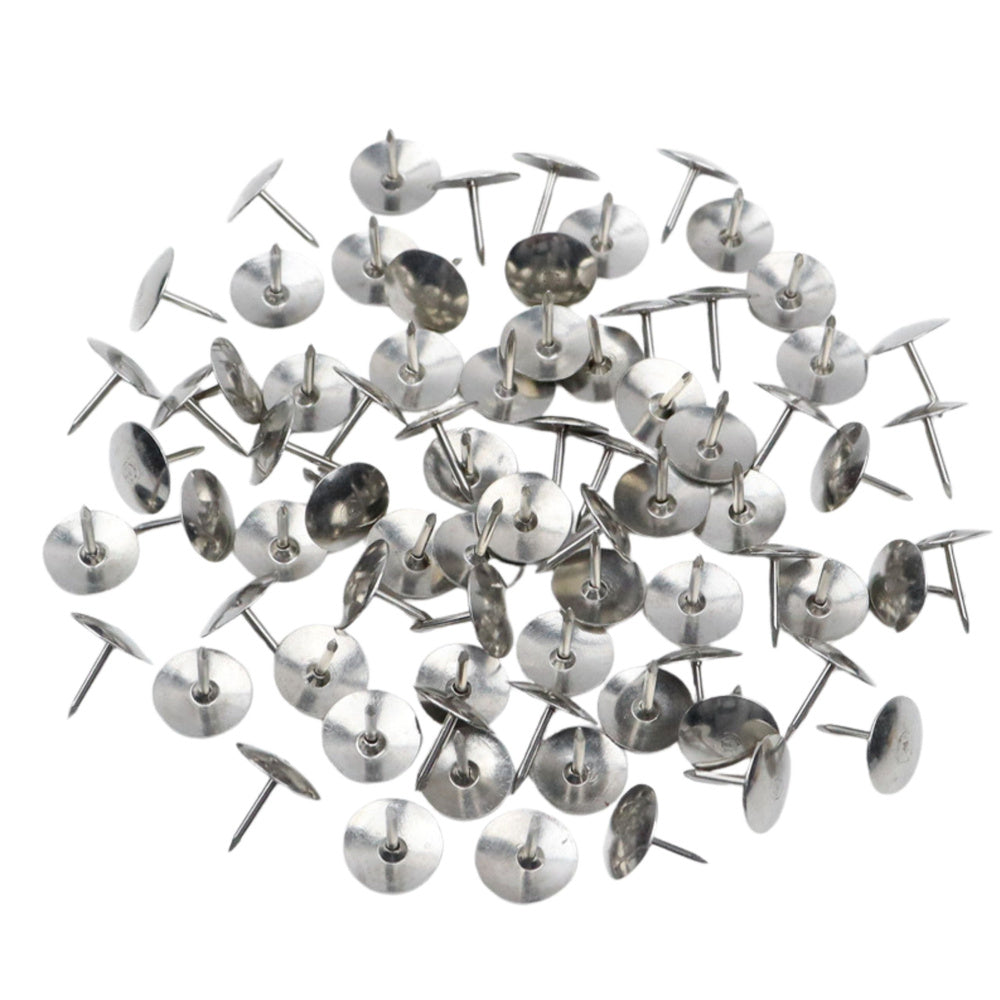 Flat-head thumbtack set for office and school, silver, 40 pieces (2)