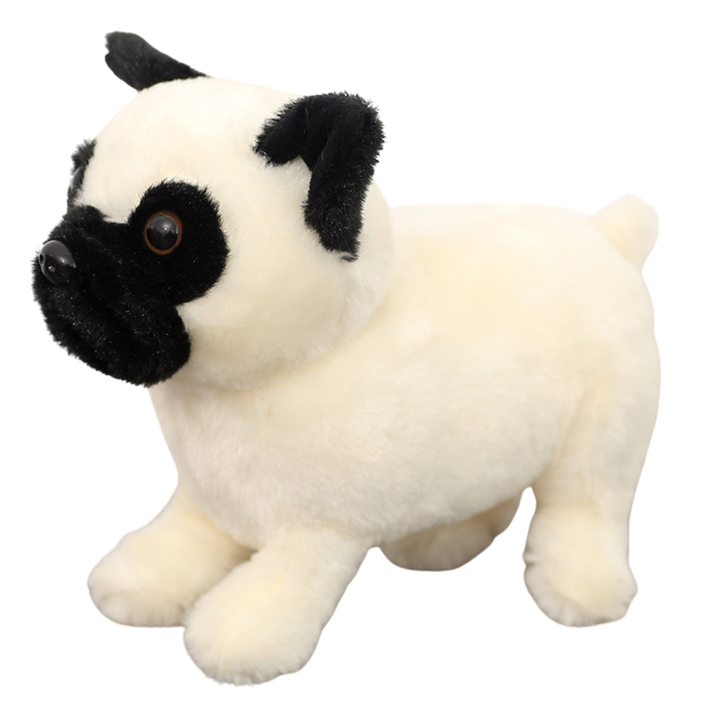 Plush toy stuffed animal pug dog white 19cm (2)