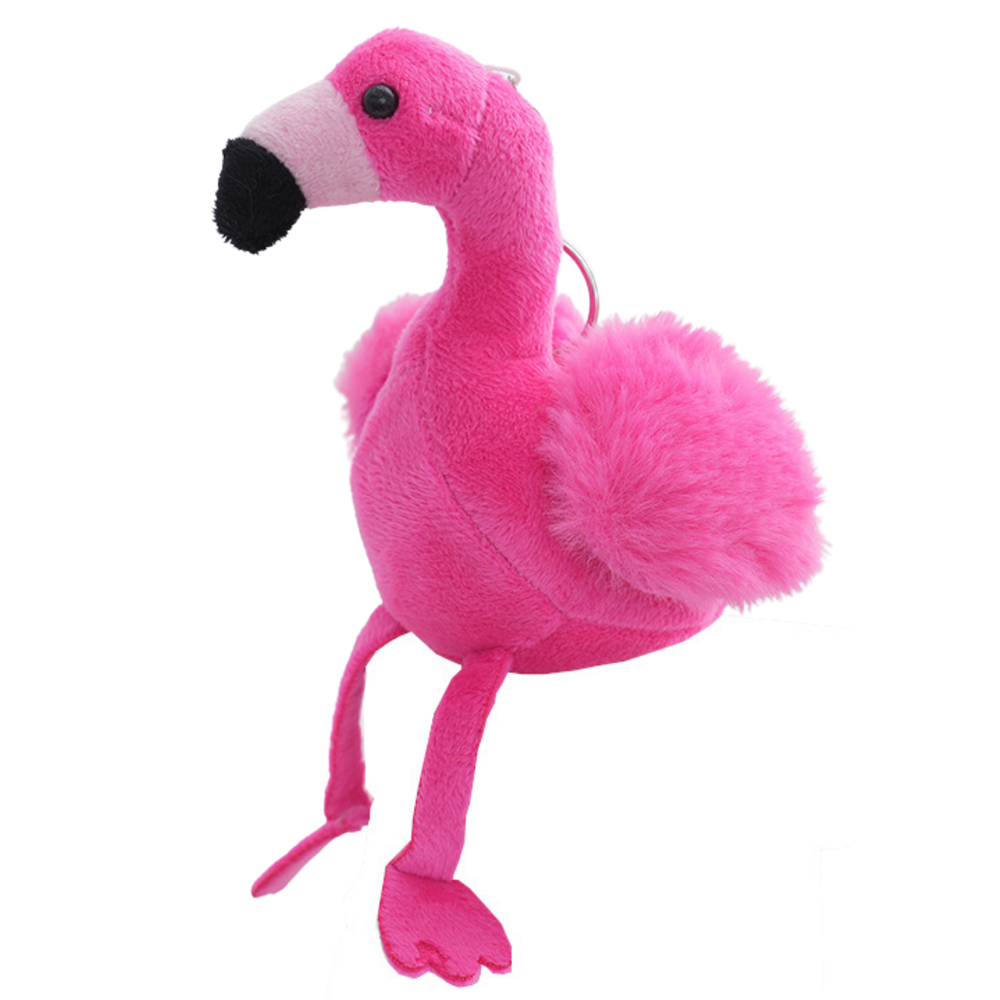 Flamingo plush keychain, fluffy decoration, pink, 12 cm (2)