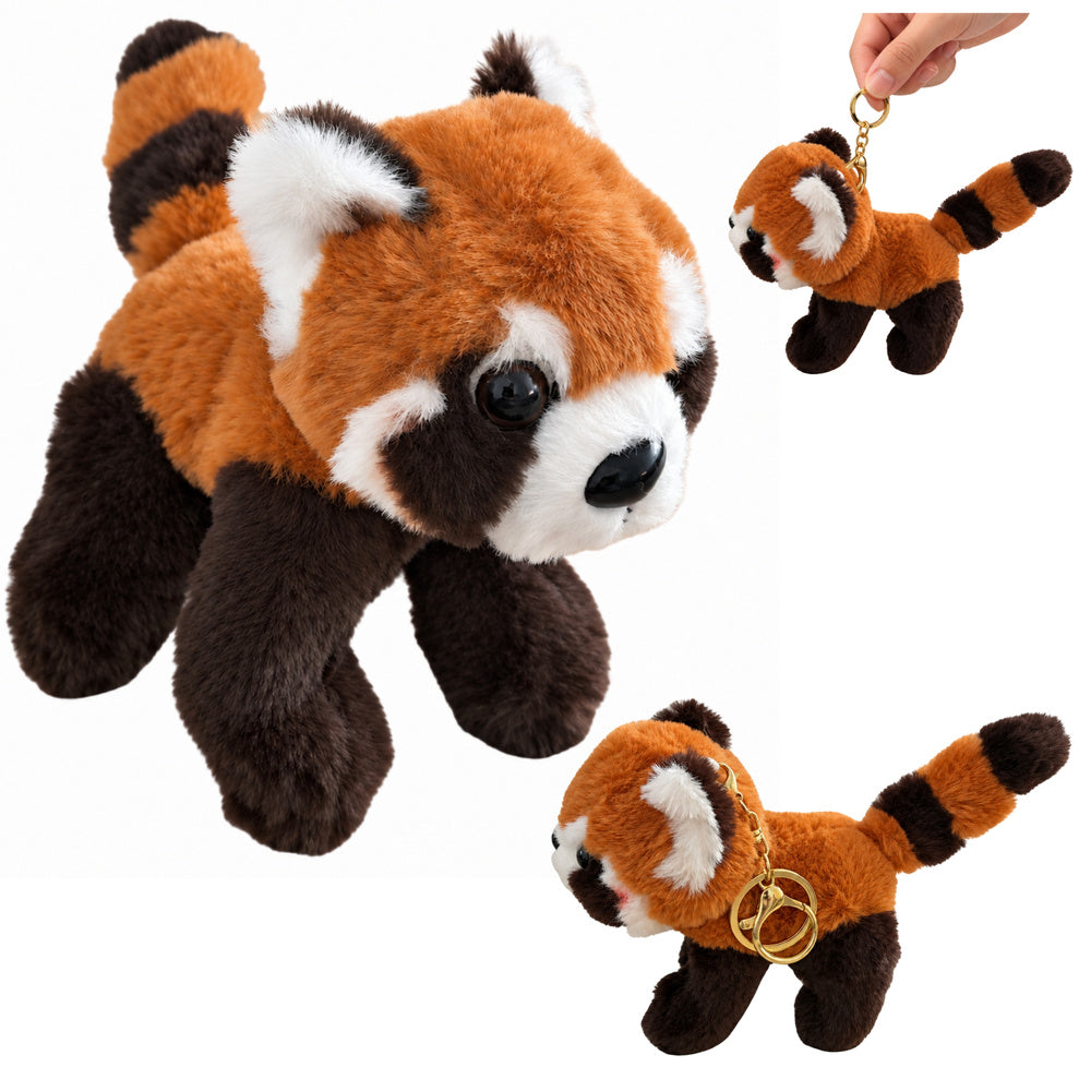 Plush Red Panda Mascot Keychain Ring Carabiner 13cm