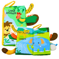Soft cloth book with crinkle animals for babies