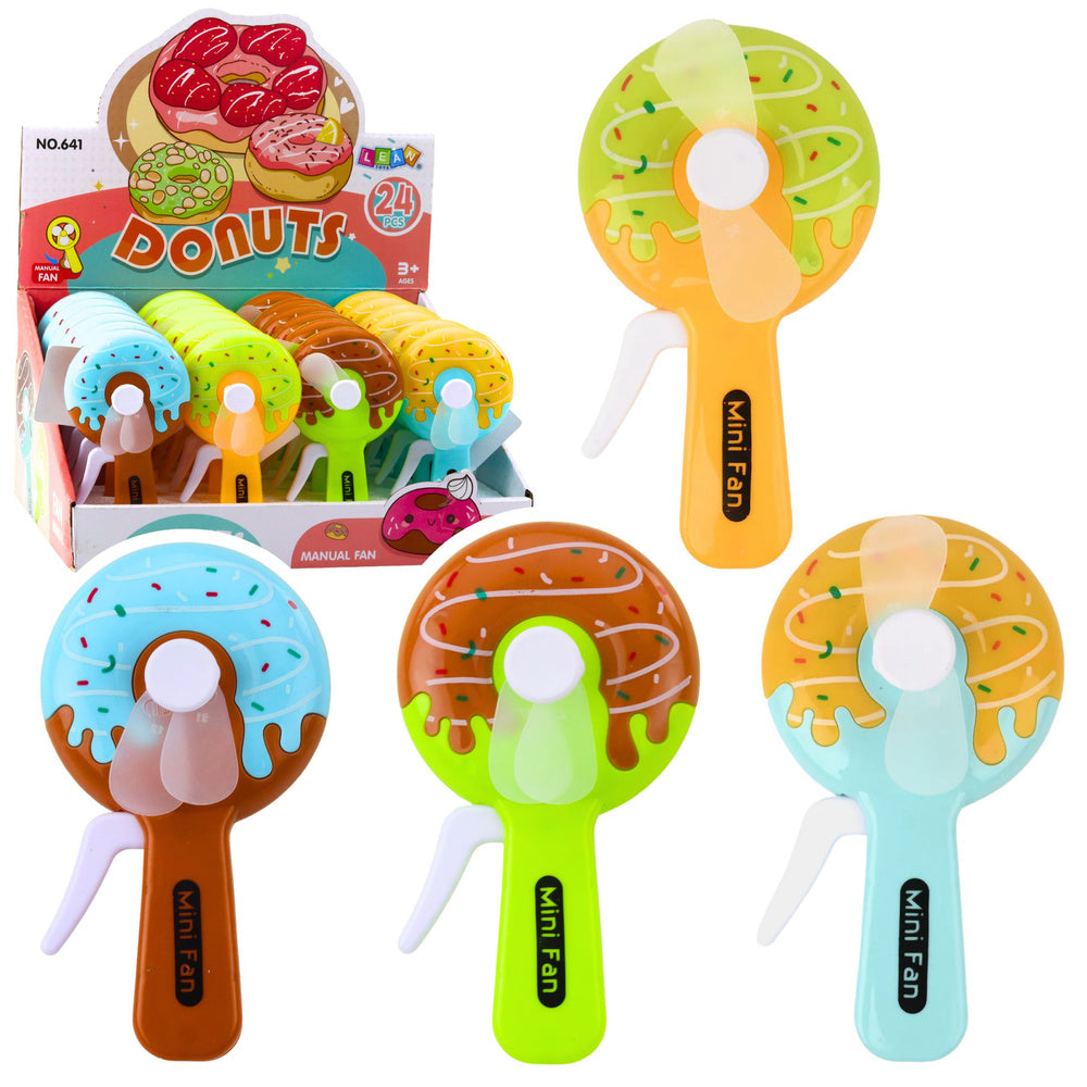 Mini Donut Pinwheel Hand Fans for Kids, 4 designs