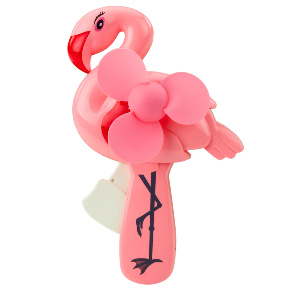 Mechanical handheld fan with pinwheel for children, flamingo, pink (2)