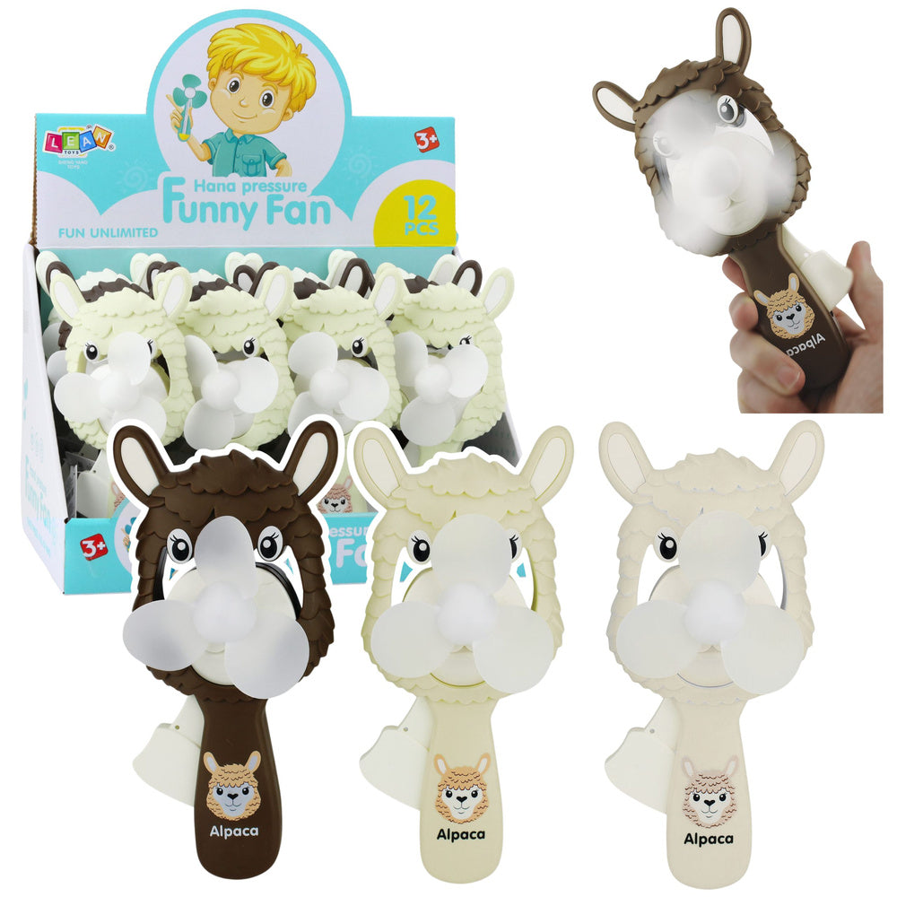 Mechanical handheld fan with pinwheel for children, alpaca mix