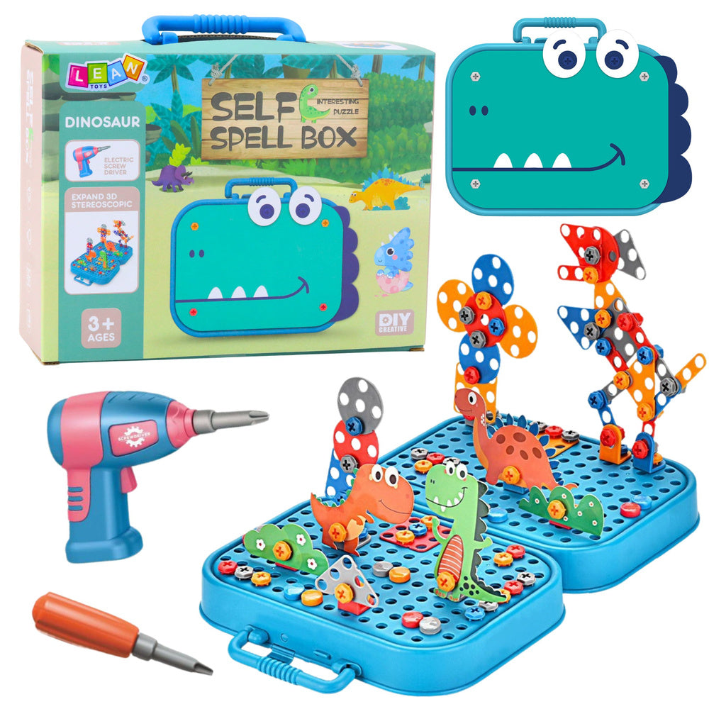 DIY screwdriver set, case, puzzle, dinosaurs, blocks, screwdriver, 228 pcs