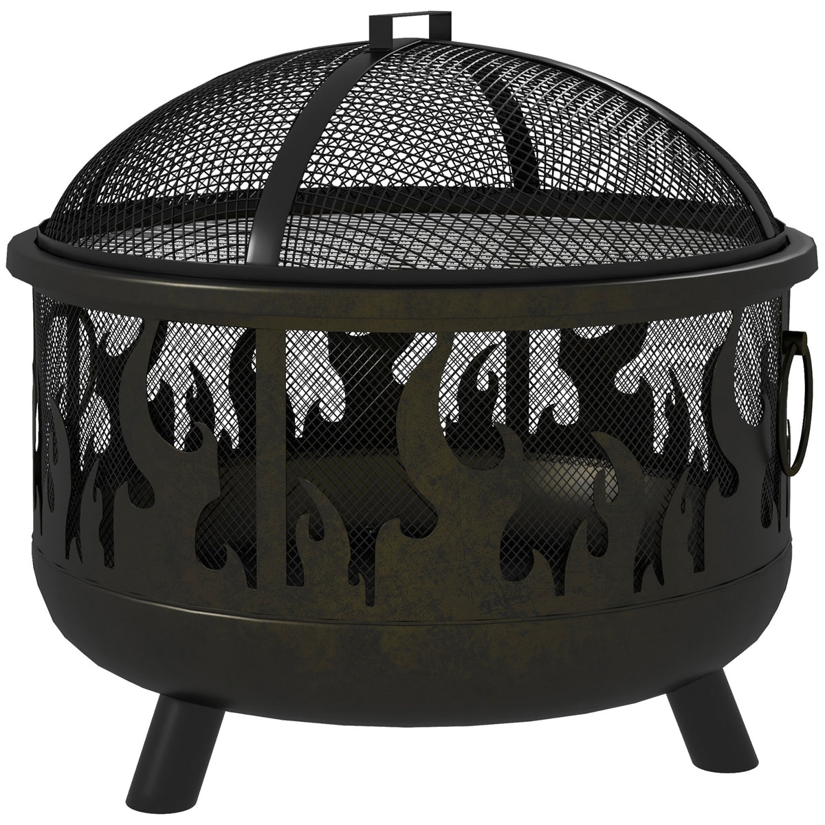 Fire pit, incl. spark screen, 1 poker, Ø61.5 cm x 52 cm, black