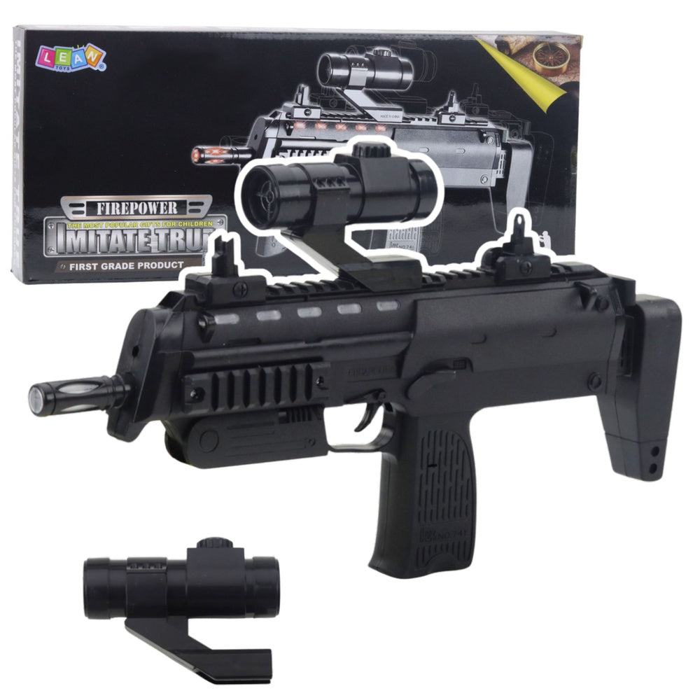 Toy rifle weapon lights sounds sight black 41cm