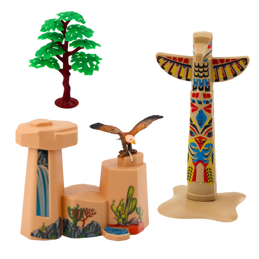 Native American Figure Set Village Indians Kayak Totem (2)