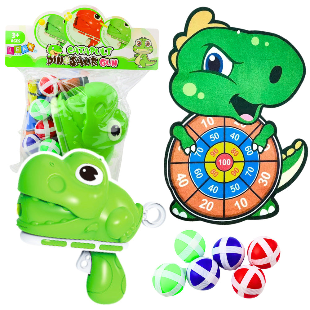 Skill game target shooting pistol Velcro balls dinosaur