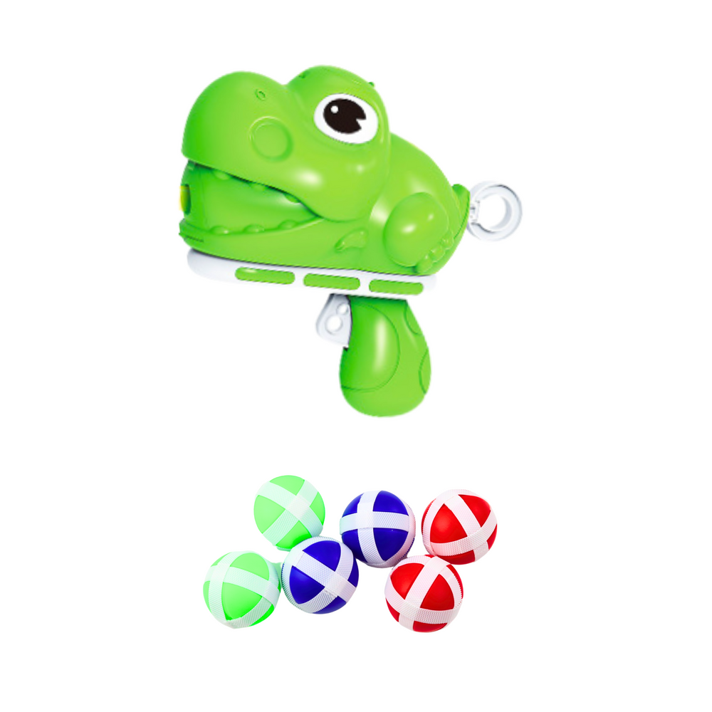 Skill game target shooting pistol Velcro balls dinosaur