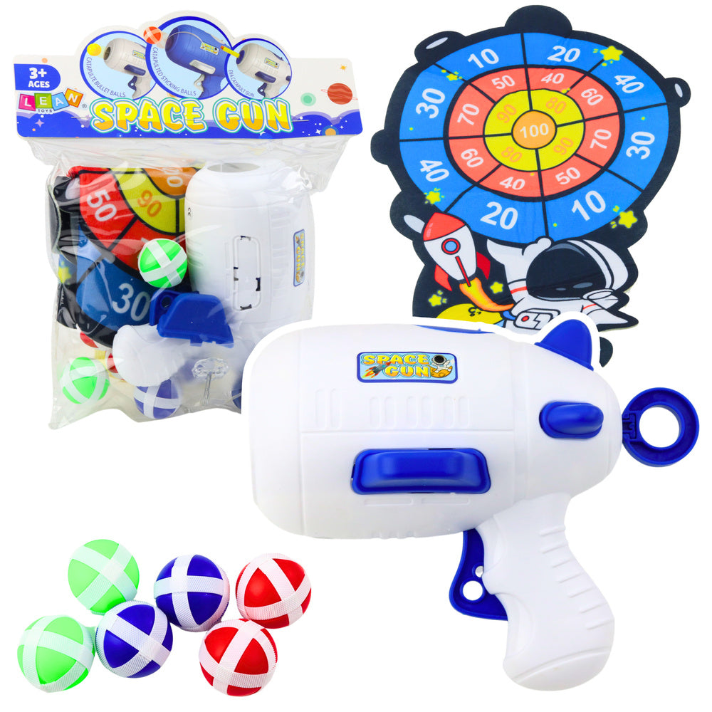 Skill game shooting target pistol velcro balls space