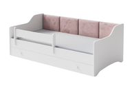 Single bed Erik 160x80 white - panel pink
