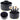 360° rotating cosmetic brush organizer with 5 compartments, black