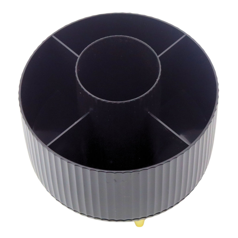 360° rotating cosmetic brush organizer with 5 compartments, black (2)