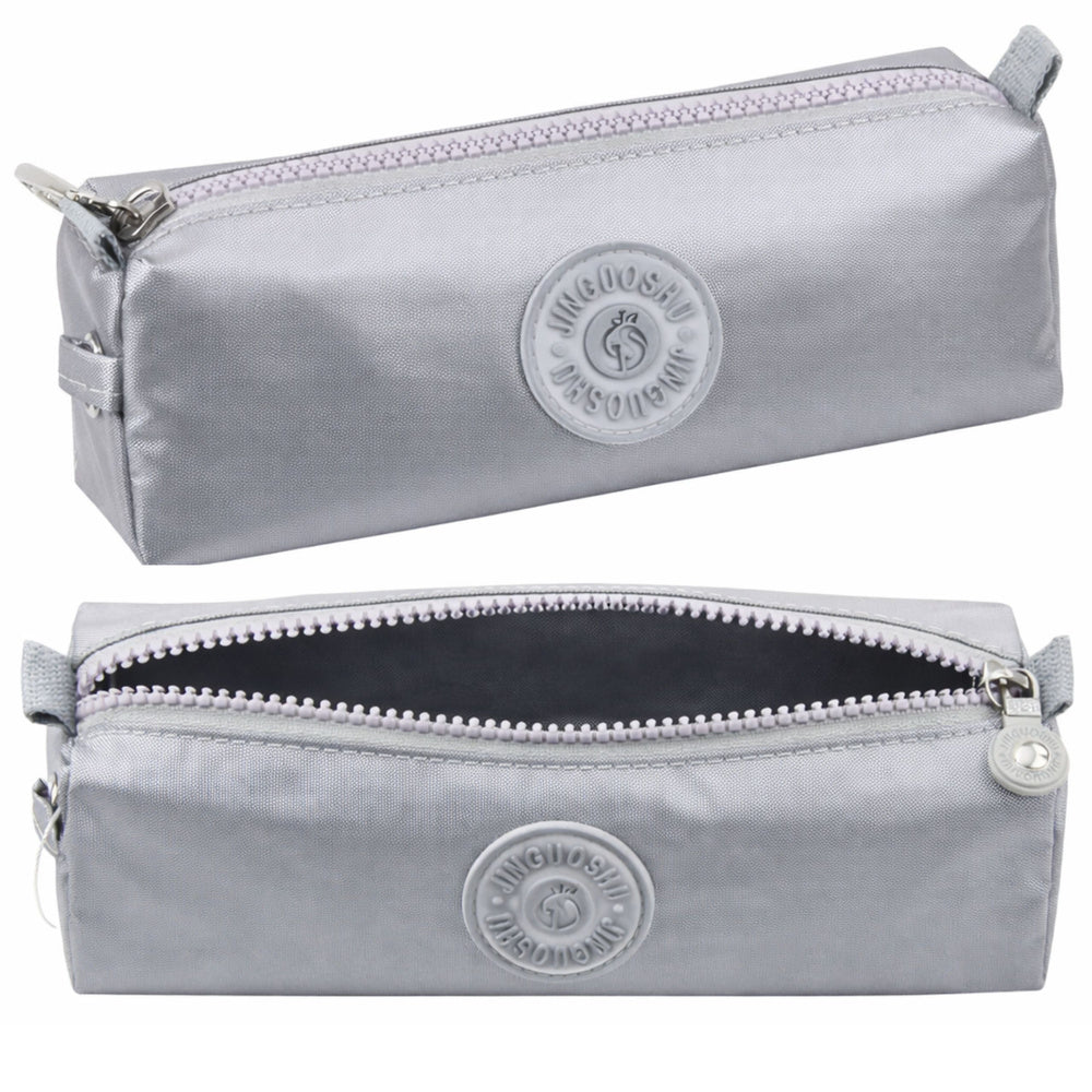 Pencil case for school, single compartment, grey, 21.5 cm