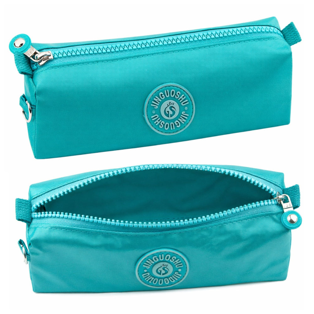 School Pencil Case Organizer Single Compartment Green 21.5cm