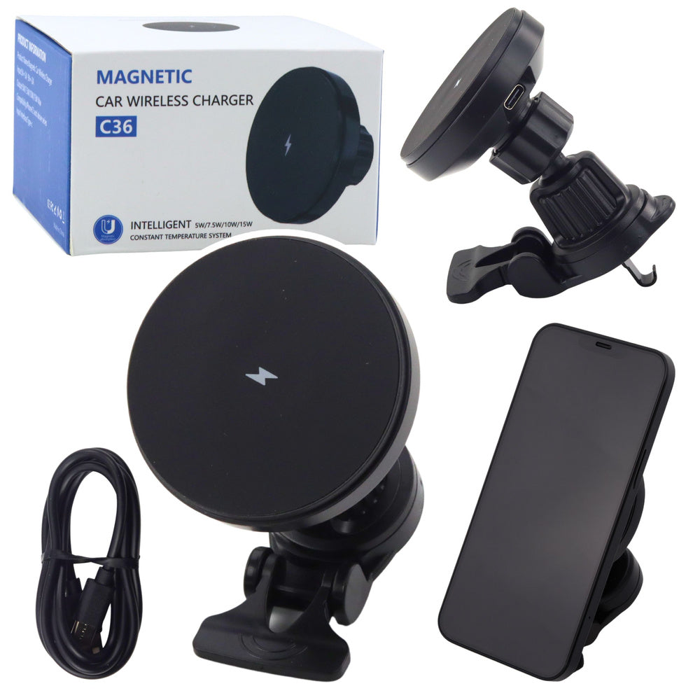 Magnetic car mount with 15W induction charger