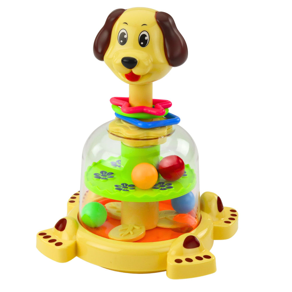 Interactive spinning top for toddlers, dog, colorful balls