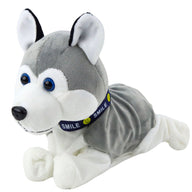 Battery-operated interactive plush husky dog that moves and makes sounds