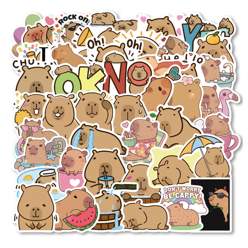 Capybara paper sticker set, various designs, 100 pieces (2)