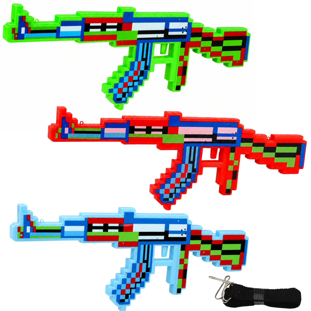Pixel gun with weapon lights and sounds (blue, green, red), 39 cm