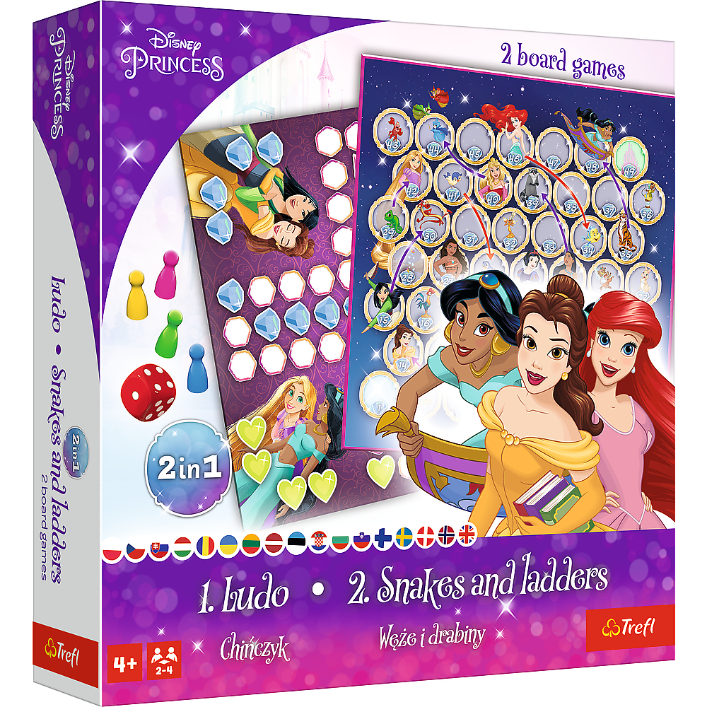 2-in-1 Game Chinese Checkers / Snakes and Ladders - Disney Princess Trefl 02418