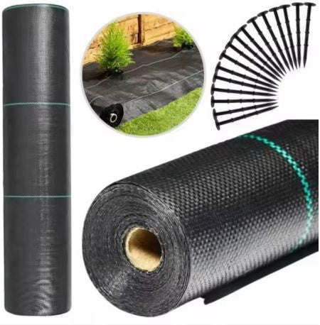 Black agrotextile 160cm x 50m UV 90g anti-weed agrotextile + anchors