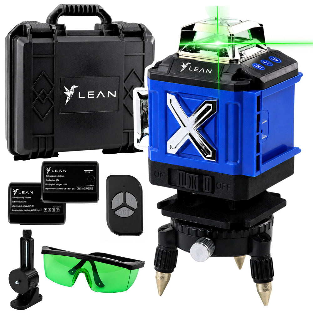 4D Laser Level 16 Lines Case 2 Batteries Blue