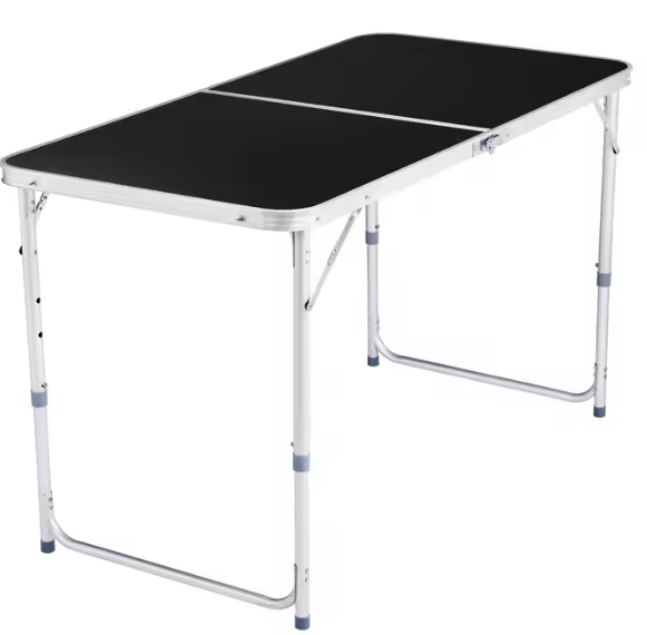 Foldable Camping Table Adjustable Aluminium Black 120x60cm (2)