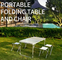 Foldable camping table set with 4 chairs, grey (11)