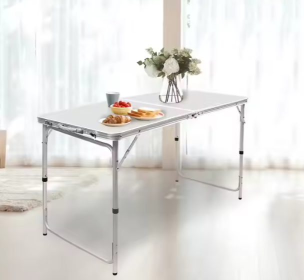 Foldable camping table set with 4 chairs, grey (9)