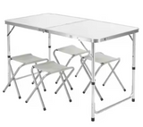 Foldable camping table set with 4 chairs, grey (5)