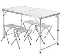 Foldable camping table set with 4 chairs, grey (5)