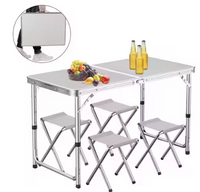 Foldable camping table set with 4 chairs, grey (6)